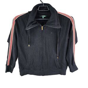Womens Black Lauren Ralph Lauren Full Zip Jacket Long Sleeve Size L